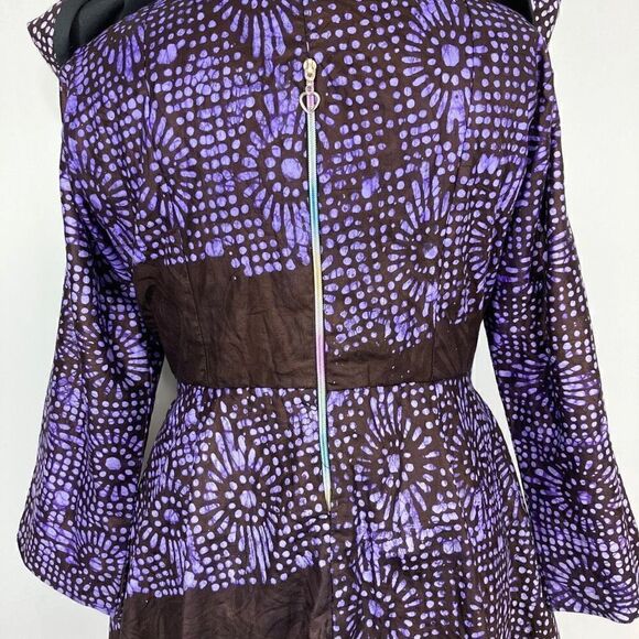Purple Ankara XL 1X Peplum Top Tunic Jacket Dress Batik Art To Wear Handmade - Picture 8 of 13